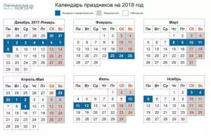 УТВЕРЖДЕН ГРАФИК ПРАЗДНИЧНЫХ ДНЕЙ В 2018 ГОДУ